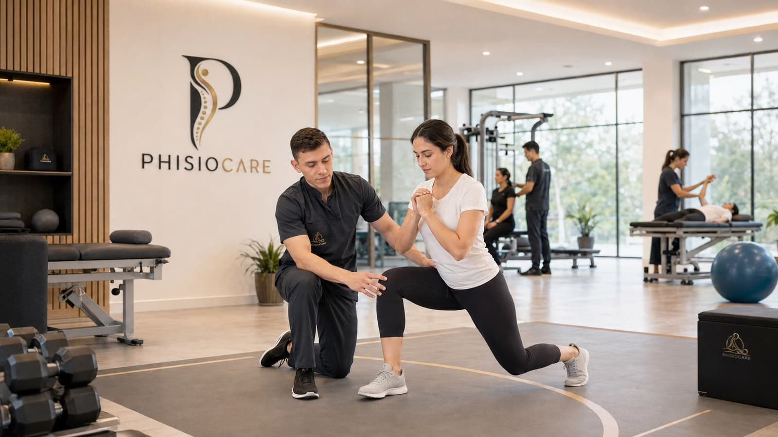 Sesión de ejercicio terapéutico guiado por el equipo de PhisioCare